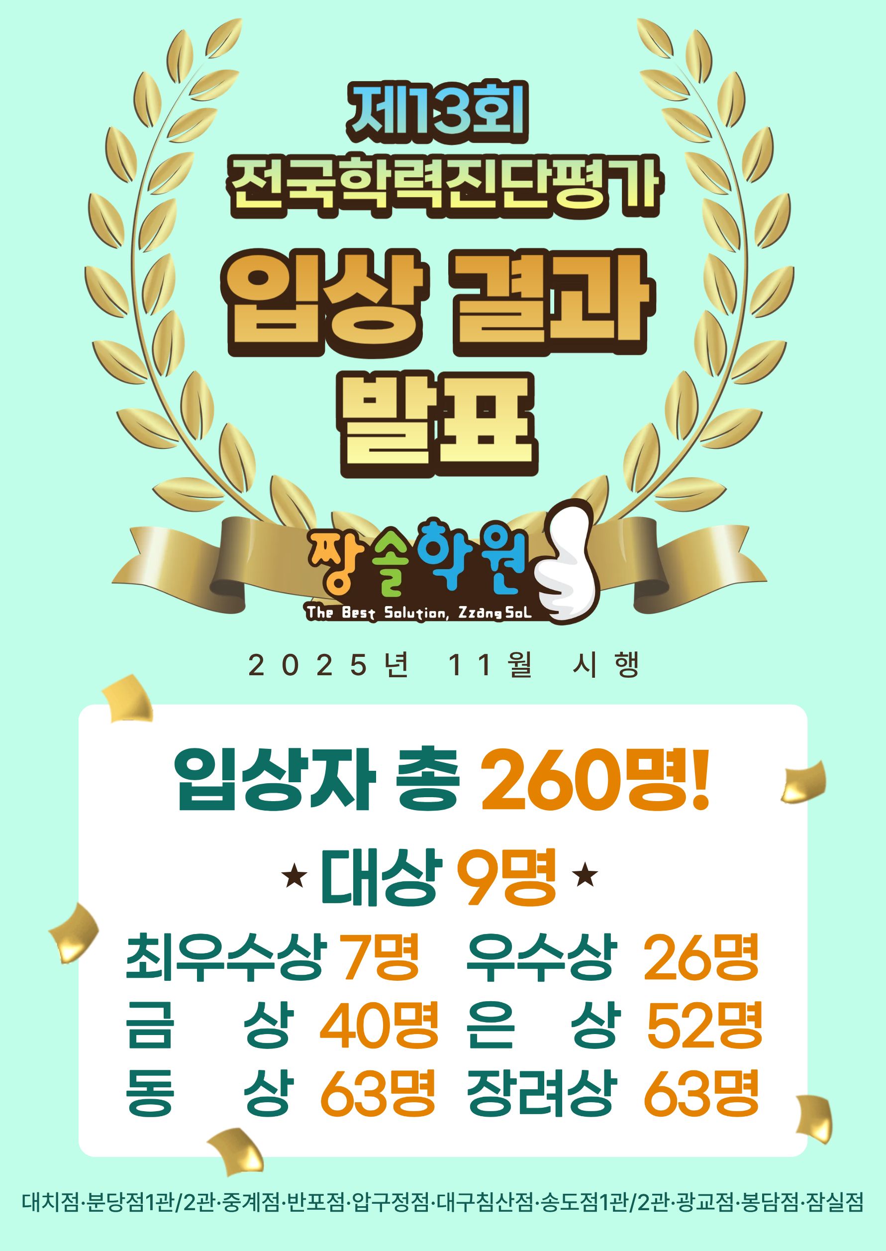 짱솔학원 소식, 공지, 이벤트